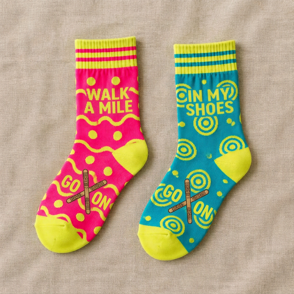 Walk a Mile in My Socks — Kids — Pink & Teal Mashup